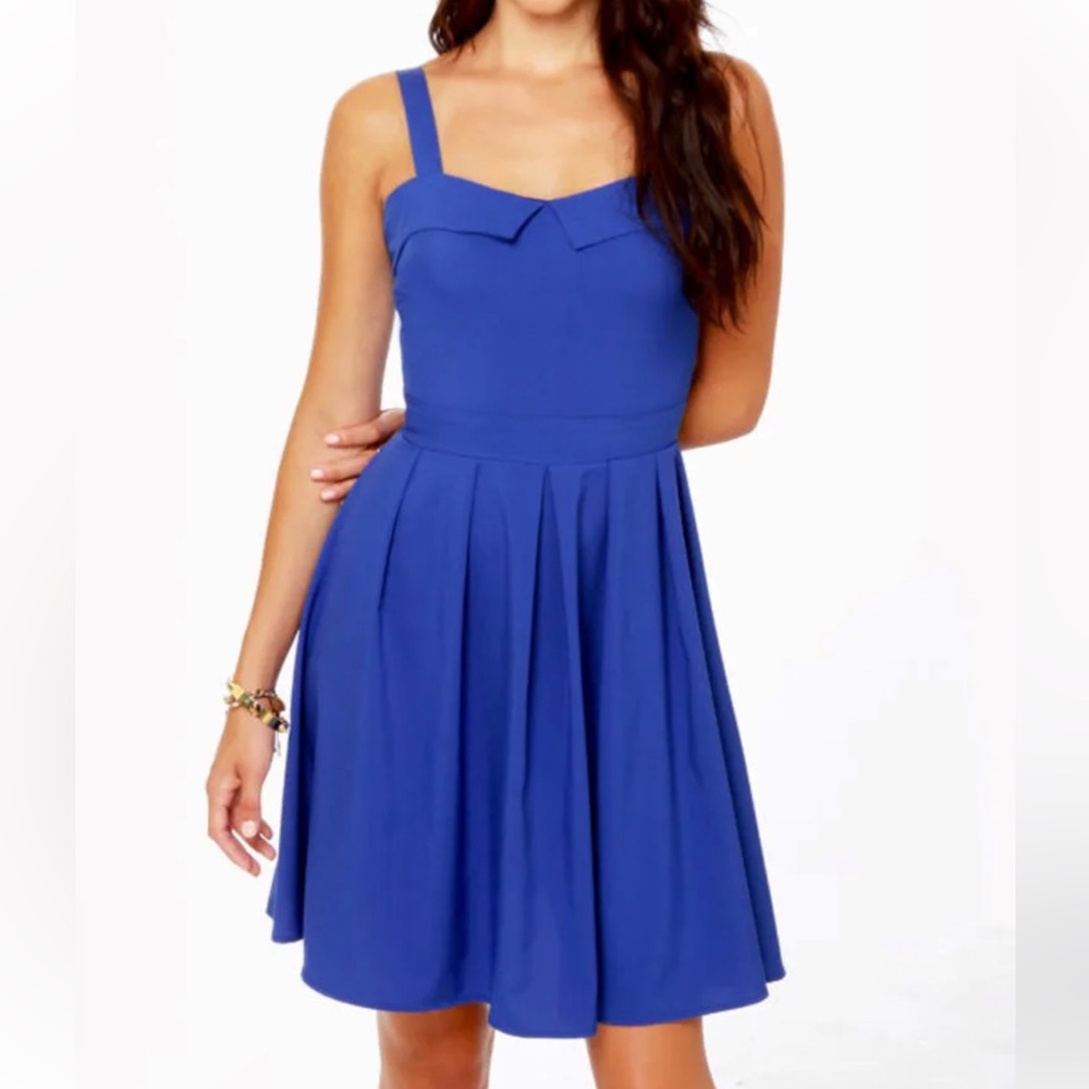 Lulu’s Coco Love Girlfriend Material Cobalt Blue Dress NWT-Small - Picture 1 of 9